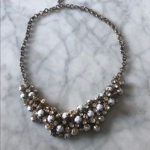 Stunning white / crystal / gold statement necklace